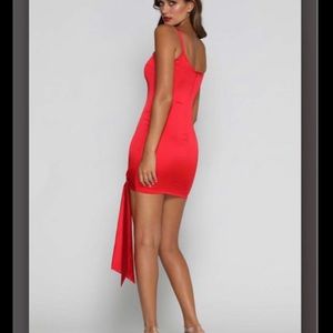 Meshki - Blair Satin Tie-Knot Hem Mini Dress